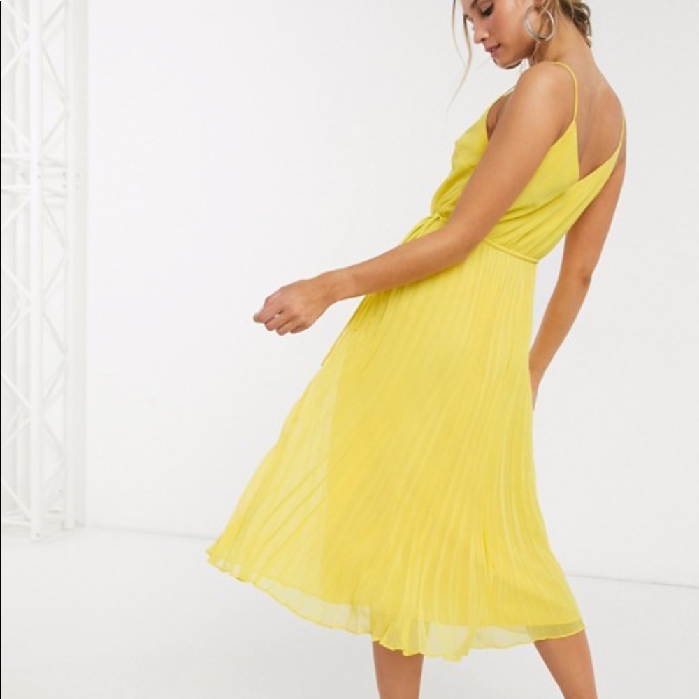 ASOS pleated cami midi dress with drawstring